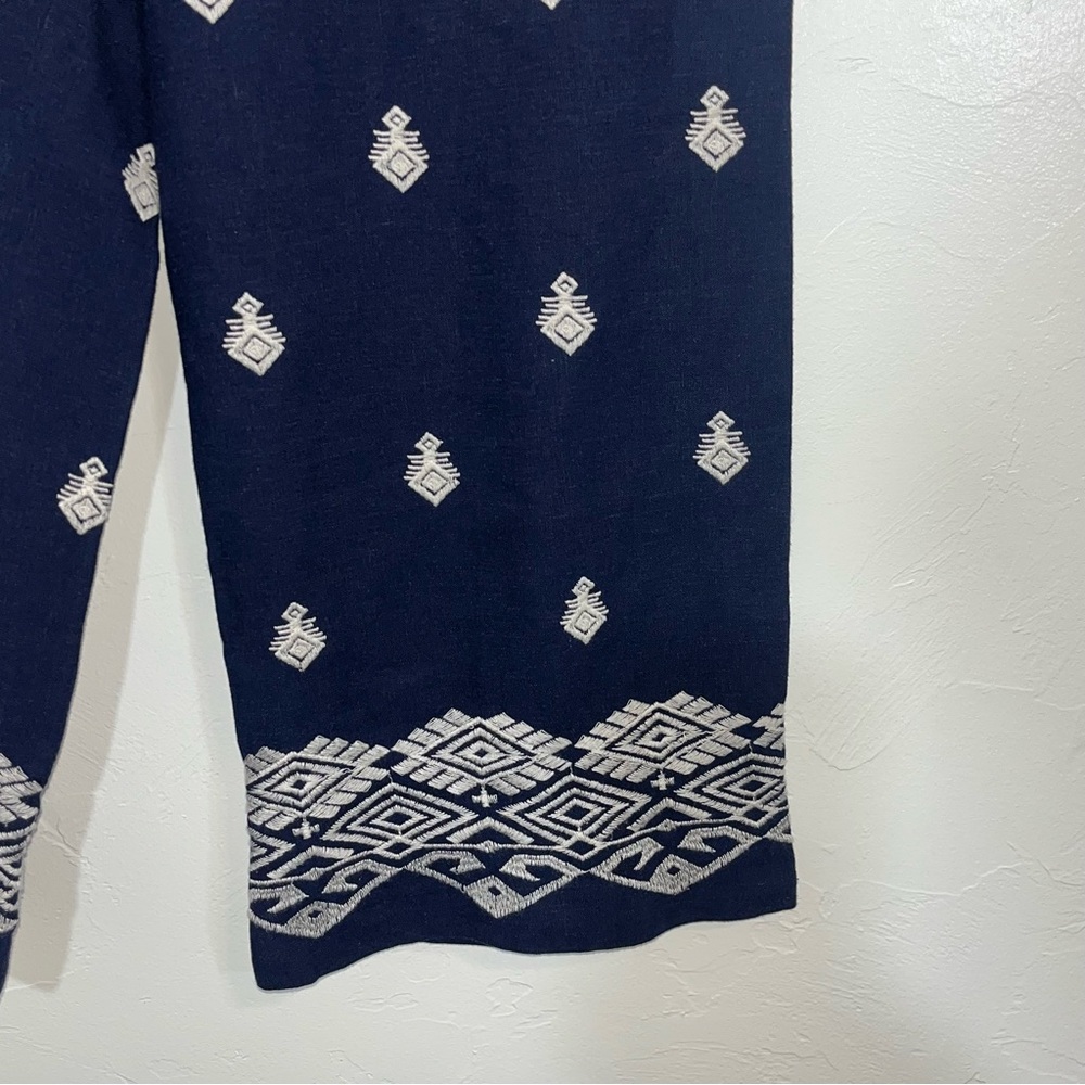 Zara Navy Blue Embroidered Culottes Size Large - Picture 13 of 14